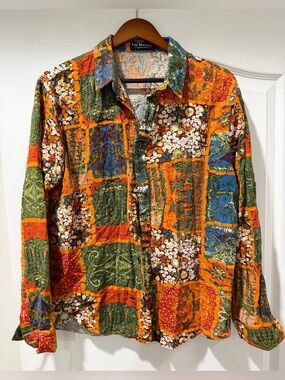 Vintage Y2K LUC MATTON Patchwork long sleeve Button-Up Shirt - Men's size XL